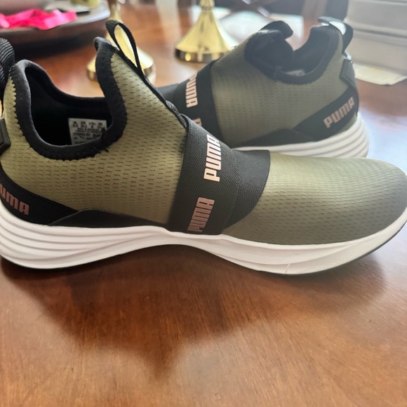 Puma Women's Olive and Black Slip-On Sneakers - Picture 4 of 6